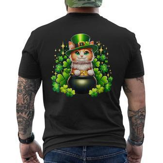 S Cat Saint Patrick's Day Cat St Patty's Day Men's T-shirt Back Print | Mazezy
