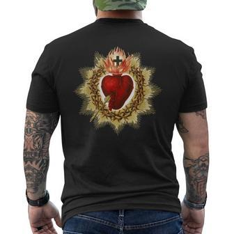Sacred Heart Of Jesus Christ Catholic Blessing Vintage Men's T-shirt Back Print - Monsterry DE