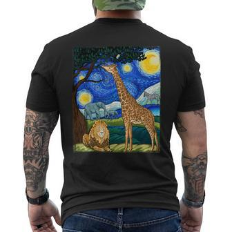 Safari Night Zoo Animal Giraffe Lion Animal Lover Men's T-shirt Back Print - Monsterry AU