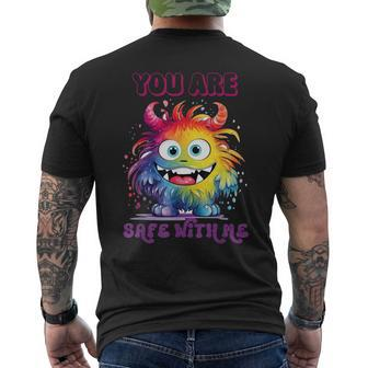 You Are Safe With Me Colorful Monster You’Re Safe Lgbt Pride Men's T-shirt Back Print - Monsterry