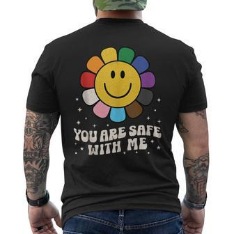 You Are Safe With Me Lgbtq Pride Ally You’Re Safe Smile Face Men's T-shirt Back Print - Monsterry
