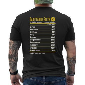 Sagittarius Facts Servings Per Container Zodiac T-Shirt Mens Back Print T-shirt - Thegiftio UK