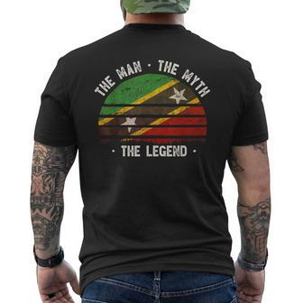 Saint Kitts & Nevis Man Myth Legend Vintage Flag Men's T-shirt Back Print - Monsterry