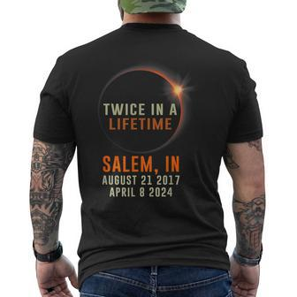 Salem Indiana Total Solar Eclipse 2024 Twice In Lifetime Men's T-shirt Back Print - Thegiftio