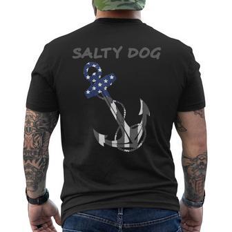 Salty Dog Blue And Grey American Flag Anchor Men's T-shirt Back Print - Monsterry DE