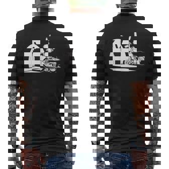 Salut Motard Humour Ombre Chinoise Lapin Main Moto Vintage T-shirt imprimé au dos - Cadeauxyz