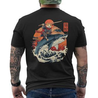 Samurai Cat Ninja Japanese Cat Shark Kanagawa Men's T-shirt Back Print - Seseable