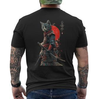 Samurai Cat Vintage Japanese Japan Men's T-shirt Back Print - Monsterry