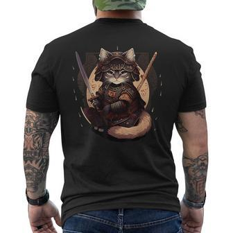 Samurai Cat Warrior Japanese Ninja Cat Kawaii Men's T-shirt Back Print - Monsterry AU
