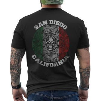 San Diego Aztec Calendar Mayan Skull Mexico Pride Symbol Men's T-shirt Back Print - Monsterry