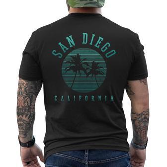 San Diego California Vintage Palm Trees Beach Summer Men's T-shirt Back Print - Monsterry CA