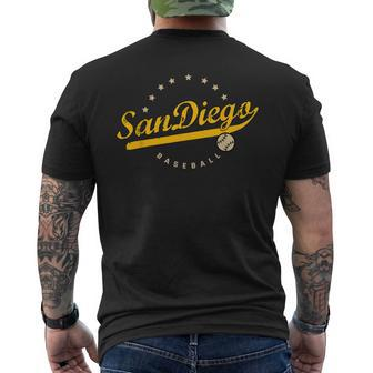San Diego City Baseball Vintage Varsity Men's T-shirt Back Print | Mazezy