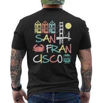 San Francisco Bridge Sf Icons Vintage California Dark Men's T-shirt Back Print - Monsterry AU