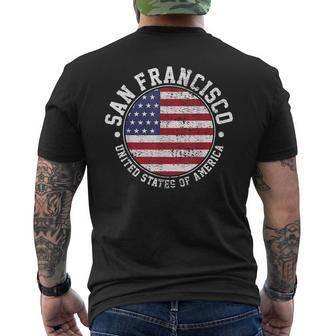 San Francisco USA-Flaggen-Design Schwarz Kurzärmliges Herren-T-Kurzärmliges Herren-T-Shirt, Städteliebe Mode - Seseable