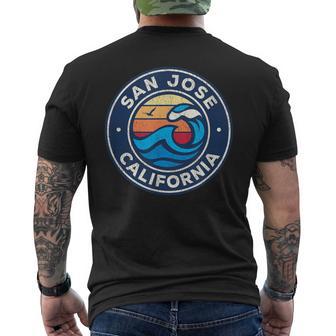 San Jose California Ca Vintage Nautical Waves Men's T-shirt Back Print - Monsterry