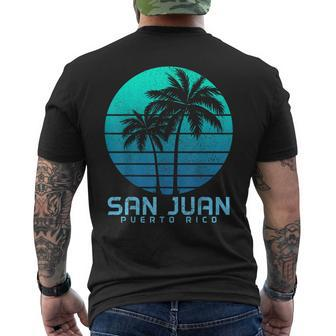 San Juan Puerto Rico Vintage Palm Trees Beach Souvenir Pride Men's T-shirt Back Print - Monsterry