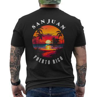 San Juan Puerto Rico Vintage Graphic Retro 70S Sunset Beach Men's T-shirt Back Print - Seseable