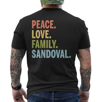 Sandoval Last Name Peace Love Family Matching Men's T-shirt Back Print - Seseable