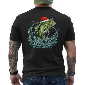 Santa Bass Fishing Christmas For Men Fishermen Xmas V5 Mens Back Print T-shirt - Thegiftio UK