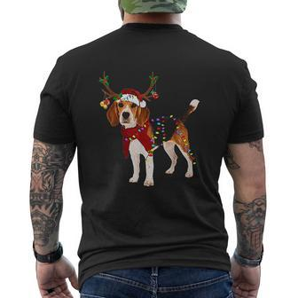 Santa Beagle Reindeer Light Christmas Mens Back Print T-shirt - Seseable