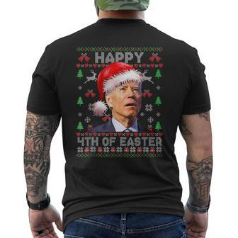 Santa Biden Happy 4Th Of Easter Ugly Christmas Biden Sweater Mens Back Print T-shirt - Thegiftio UK