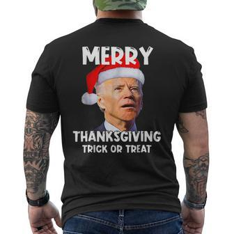 Santa Biden Merry Thanksgiving Trick Or Treat Christmas Meme Mens Back Print T-shirt - Thegiftio