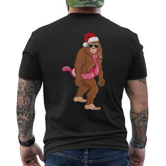 Santa Bigfoot Flamingo Float Tropical Christmas Sasquatch Mens Back Print T-shirt - Thegiftio UK