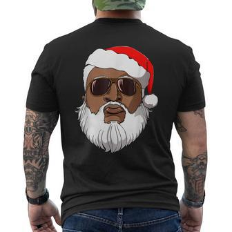 Santa Claus Black Afro African American Santa Xmas Pjs Mens Back Print T-shirt - Thegiftio UK