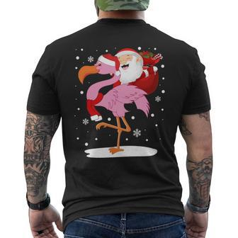 Santa Claus Riding Flamingo Men's T-shirt Back Print | Mazezy AU