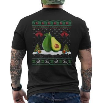 Santa Hat Avocado Fruit Xmas Lighting Ugly Avocado Christmas Mens Back Print T-shirt - Seseable