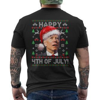 Santa Joe Biden Happy 4Th Of July Ugly Christmas Sweater V3 Mens Back Print T-shirt | Seseable CA