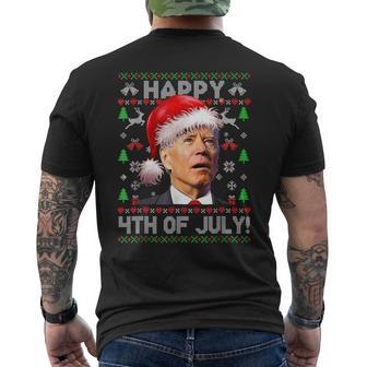 Santa Joe Biden Happy 4Th Of July Ugly Christmas Sweater V7 Mens Back Print T-shirt - Thegiftio UK