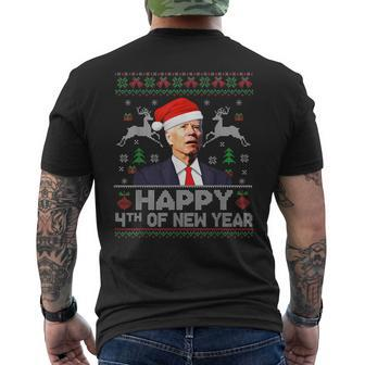 Santa Joe Biden Happy 4Th Of New Year Ugly Christmas Sweater V2 Mens Back Print T-shirt - Thegiftio UK