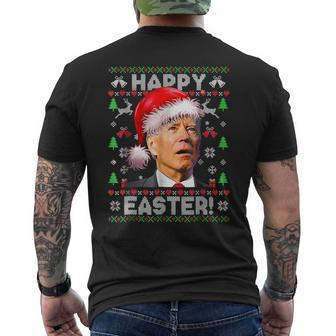 Santa Joe Biden Happy Easter Ugly Christmas Sweater V3 Mens Back Print T-shirt | Seseable CA