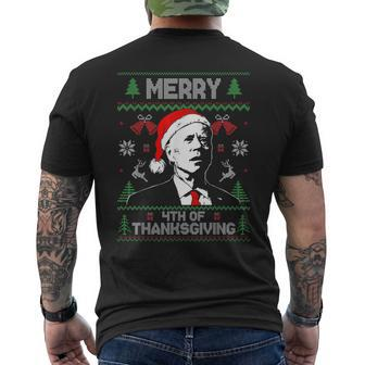 Santa Joe Biden Merry Thanksgiving Ugly Christmas Sweater V3 Mens Back Print T-shirt - Thegiftio