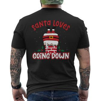 This Santa Loves Going Down Christmas Pajama Family Mens Back Print T-shirt | Seseable UK