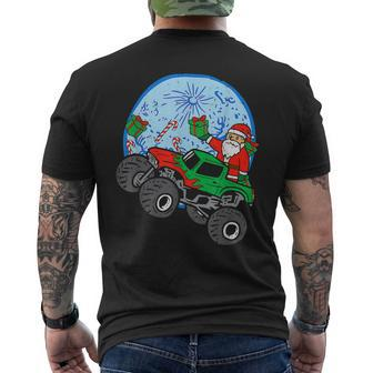Santa Monster Truck Christmas Pajamas Boys Kids Mens Back Print T-shirt - Thegiftio UK