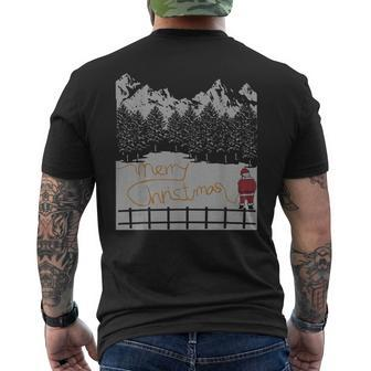 Santa Peeing Merry Christmas T Mens Back Print T-shirt - Seseable