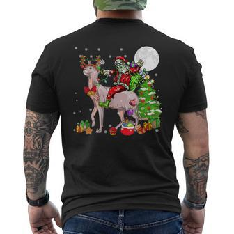Santa Riding Reindeer Sphynx Cat Christmas Tree Lover Owner Mens Back Print T-shirt - Thegiftio UK
