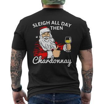 Santa Sleigh All Day Then Chardonnay Christmas Wine Tee Mens Back Print T-shirt | Seseable CA
