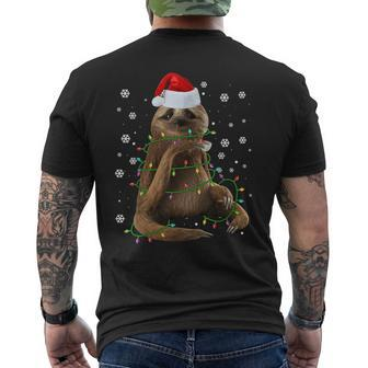 Santa Sloth Christmas Tree Light Pajama For Sloth Lover Xmas V5 Mens Back Print T-shirt - Thegiftio