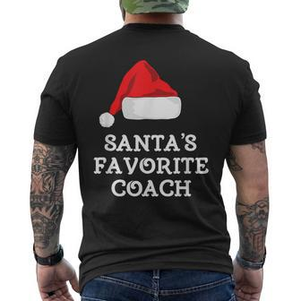 Santa's Favorite Coach Christmas Hat Mens Back Print T-shirt - Seseable