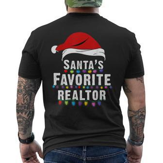 Santa's Favorite Realtor Christmas Real Estate Agent Mens Back Print T-shirt - Thegiftio UK