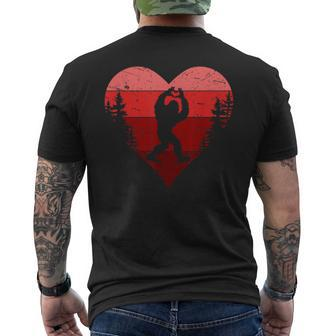 Sasquatch Love Heart Hand Retro Valentines Day Bigfoot Men's T-shirt Back Print | Mazezy