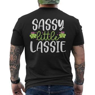 Sassy Little Lassie Girls St Patrick's Day Shamrocks Men's T-shirt Back Print - Monsterry