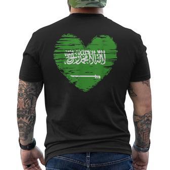 Saudi Arabia Heart Saudi Arabian Flag Ksa Pride Men's T-shirt Back Print - Monsterry CA