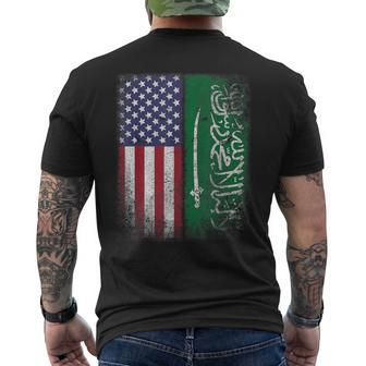 Saudi Arabia Usa Flag Arabic Logo National Pride Men's T-shirt Back Print - Monsterry DE