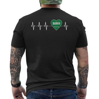 Saudi Arabian Heartbeat I Love Saudi Arabia Flag Heart Pulse Men's T-shirt Back Print - Monsterry UK