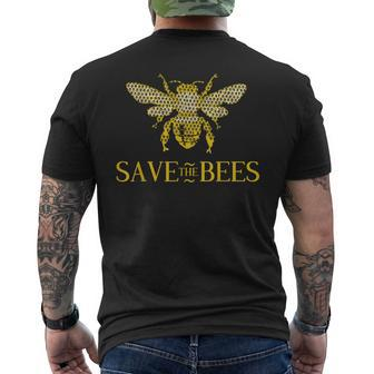 Save The Bees Honeycomb Distress Men's T-shirt Back Print - Monsterry CA