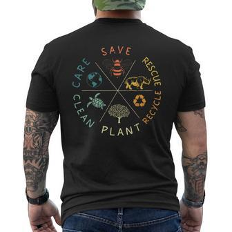 Save Bees Rescue Animals Recycle Plastic Earth Day Vintage Men's T-shirt Back Print - Seseable